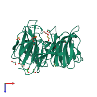 PDB entry 3s25 coloured by chain, top view.