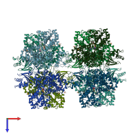 PDB entry 3s28 coloured by chain, top view.