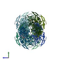 PDB entry 3s2i coloured by chain, side view.