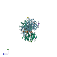 PDB entry 3s2k coloured by chain, side view.
