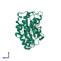 PDB entry 3s2p coloured by chain, side view.