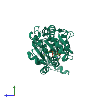 PDB entry 3s2u coloured by chain, side view.