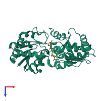 PDB entry 3s2u coloured by chain, top view.