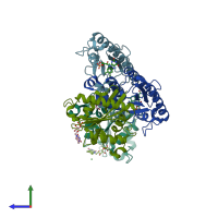 PDB entry 3s2y coloured by chain, side view.