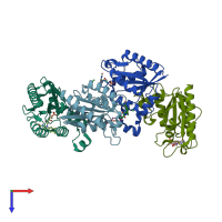 PDB entry 3s2y coloured by chain, top view.