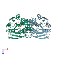 PDB entry 3s2z coloured by chain, top view.