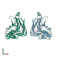 PDB entry 3s30 coloured by chain, front view.