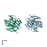 PDB entry 3s30 coloured by chain, top view.