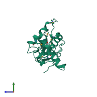 PDB entry 3s32 coloured by chain, side view.