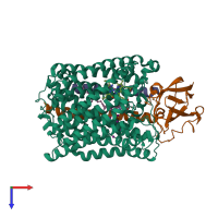 PDB entry 3s33 coloured by chain, top view.