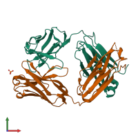 PDB entry 3s34 coloured by chain, front view.