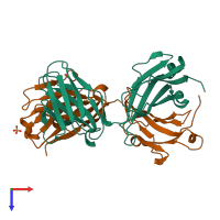 PDB entry 3s34 coloured by chain, top view.