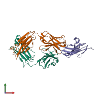 PDB entry 3s36 coloured by chain, front view.