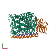 PDB entry 3s38 coloured by chain, front view.