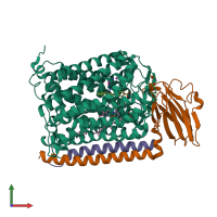 PDB entry 3s39 coloured by chain, front view.