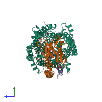 PDB entry 3s39 coloured by chain, side view.