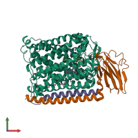 PDB entry 3s3a coloured by chain, front view.