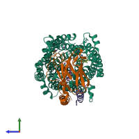 PDB entry 3s3a coloured by chain, side view.
