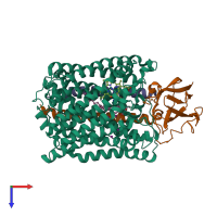 PDB entry 3s3a coloured by chain, top view.