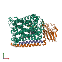 PDB entry 3s3c coloured by chain, front view.