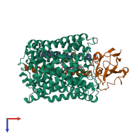 PDB entry 3s3c coloured by chain, top view.