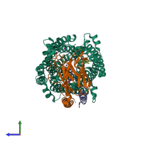 PDB entry 3s3d coloured by chain, side view.