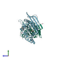 PDB entry 3s3f coloured by chain, side view.