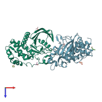 PDB entry 3s3f coloured by chain, top view.