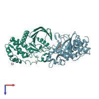 PDB entry 3s3h coloured by chain, top view.