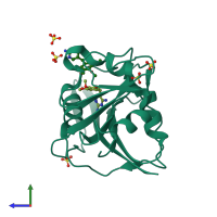 PDB entry 3s3v coloured by chain, side view.