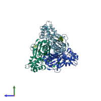 PDB entry 3s3w coloured by chain, side view.