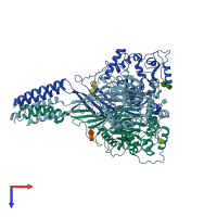 PDB entry 3s3w coloured by chain, top view.