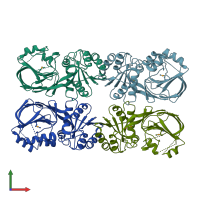 PDB entry 3s40 coloured by chain, front view.