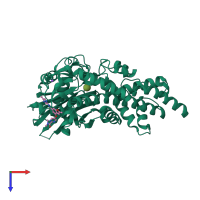 Monomeric assembly 1 of PDB entry 3s41 coloured by chemically distinct molecules, top view.