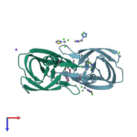 PDB entry 3s45 coloured by chain, top view.
