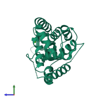 PDB entry 3s4l coloured by chain, side view.