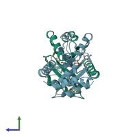 PDB entry 3s4o coloured by chain, side view.