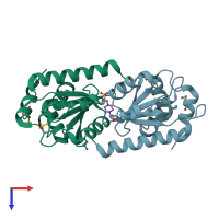 PDB entry 3s4o coloured by chain, top view.