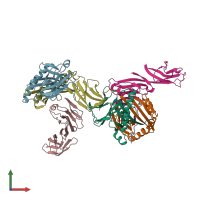 PDB entry 3s4s coloured by chain, front view.