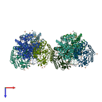 PDB entry 3s4t coloured by chain, top view.