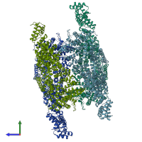 PDB entry 3s51 coloured by chain, side view.