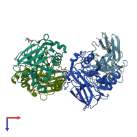 PDB entry 3s52 coloured by chain, top view.