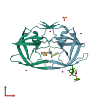 PDB entry 3s53 coloured by chain, front view.
