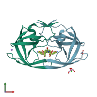 PDB entry 3s54 coloured by chain, front view.