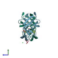 PDB entry 3s54 coloured by chain, side view.