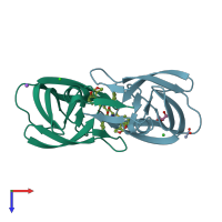 PDB entry 3s54 coloured by chain, top view.