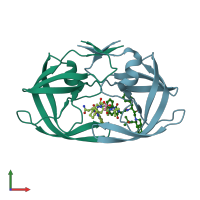PDB entry 3s56 coloured by chain, front view.