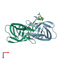 PDB entry 3s56 coloured by chain, top view.