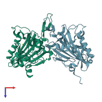 PDB entry 3s5b coloured by chain, top view.