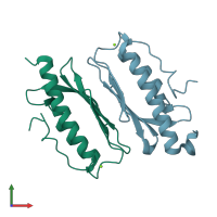 PDB entry 3s5f coloured by chain, front view.